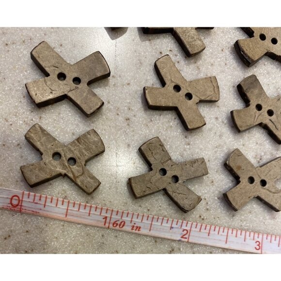 Lot 12 X-Shaped Natural Vegetable Ivory 2-hole Buttons Tagua Nut Craft Sewing - Picture 4 of 6